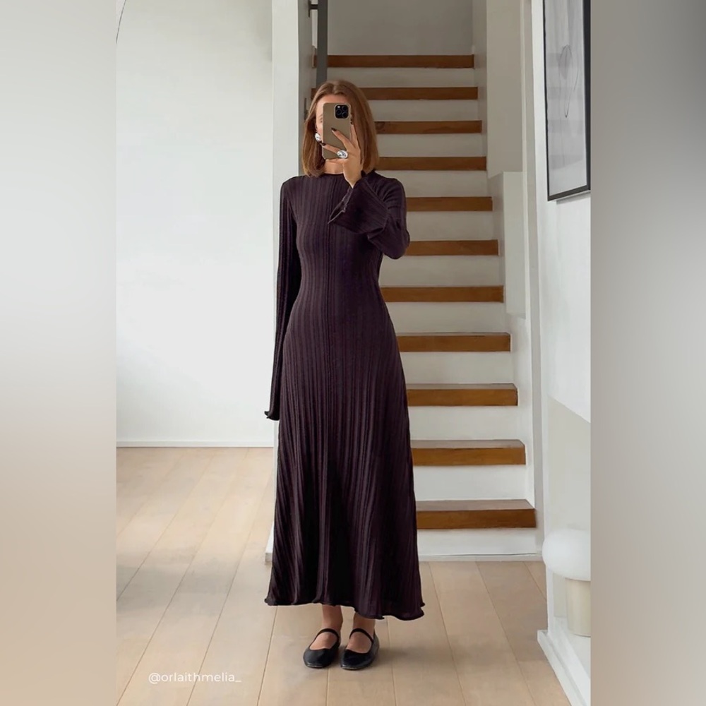Sylvia Bitter Chocolate Knit Midi Dress